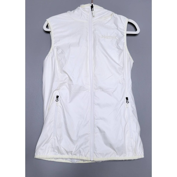 Marmot Reversible Zoey Vest Jacket White Hooded Full Zip Silken And Fleece SZ S - Picture 1 of 9